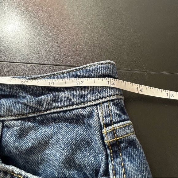 We The Free Button Fly Denim Jean Skirt Blue Distressed Size 26 - Picture 4 of 6